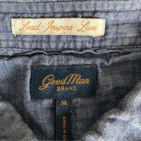 Good Man 3 button polo shirt short sleeve mens medium, Blue - Picture 2 of 5